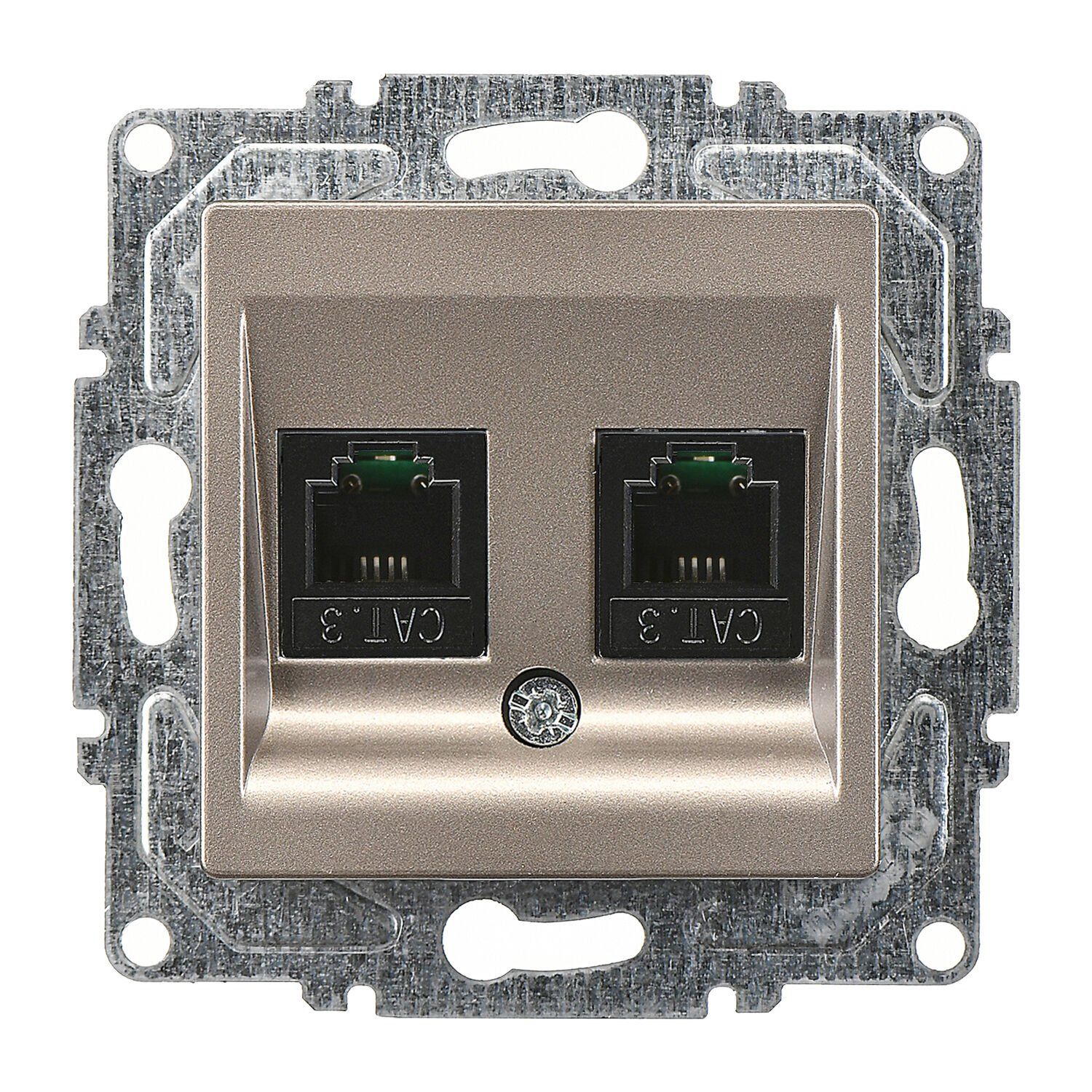 Günsan Eqona Mocha Vidalı İkili Nümeris Telefon Prizi (2 x Cat3)