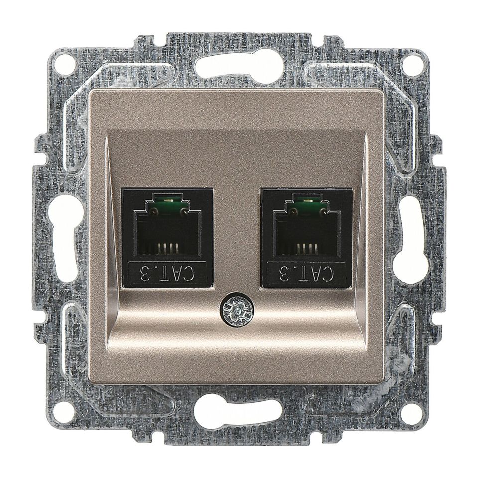 Günsan Eqona Mocha Vidalı İkili Nümeris Telefon Prizi (2 x Cat3)