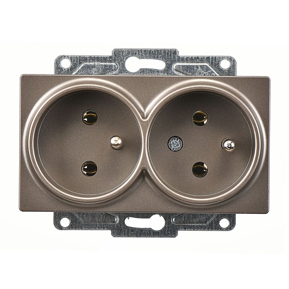 Günsan Eqona Mocha İkili UPS Priz- 16A 250V - Vidalı