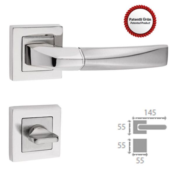 KRİSTAL NİKEL SATEN  KAPI KOLU KARE