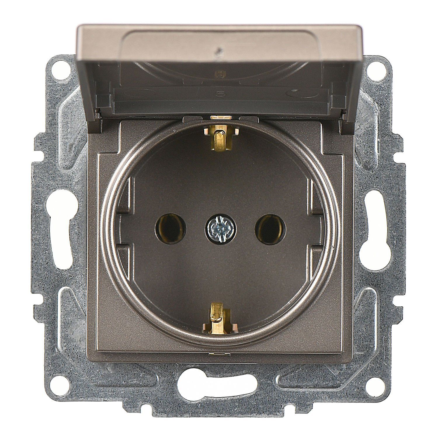 Günsan Eqona Mocha Kapaklı Topraklı Priz- 16A 250V - Vidalı