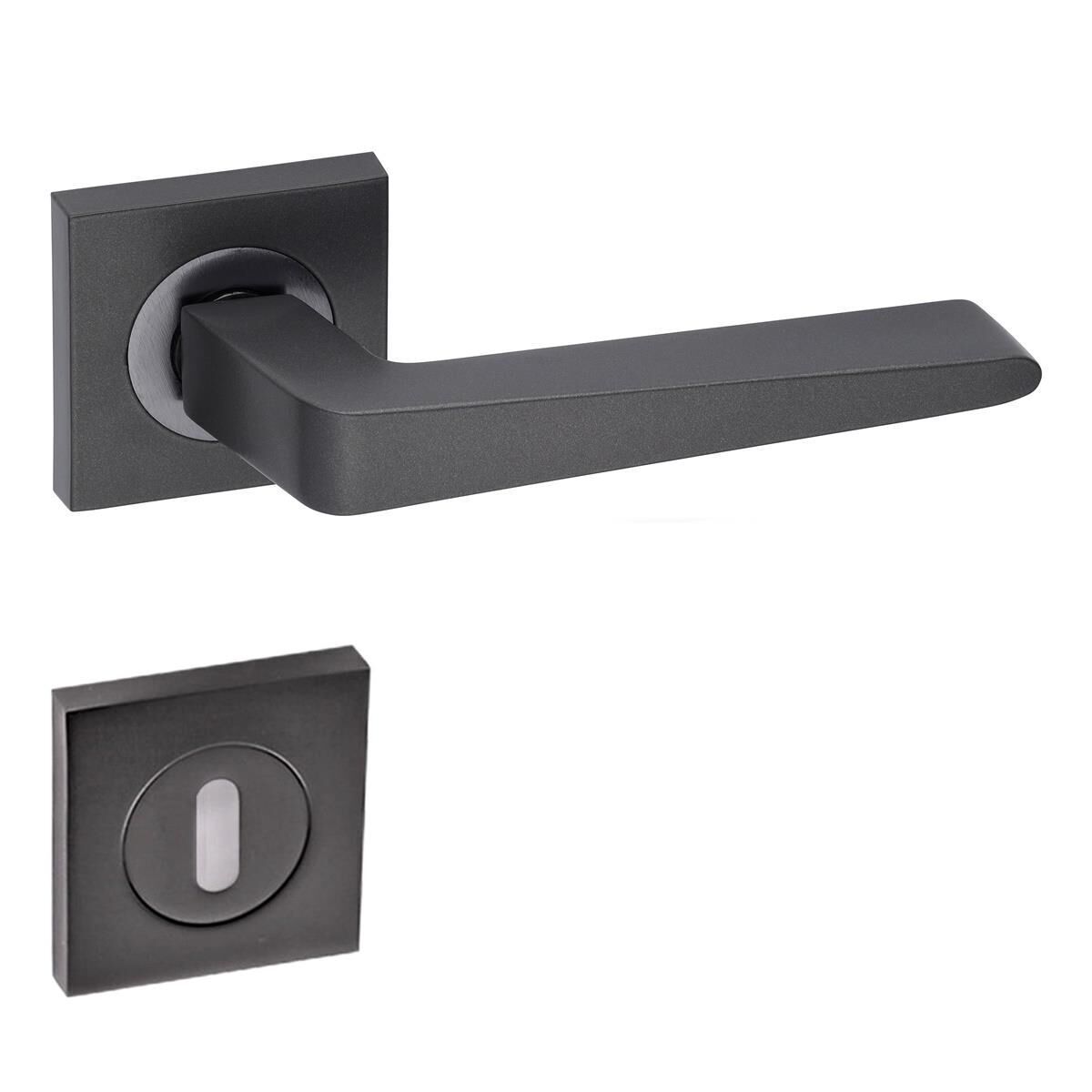 ARPAT PORTO SİYAH İTSLYSN KARE ROZETLİ ALÜMİNYUM WC KAPI KOLU TAKIM