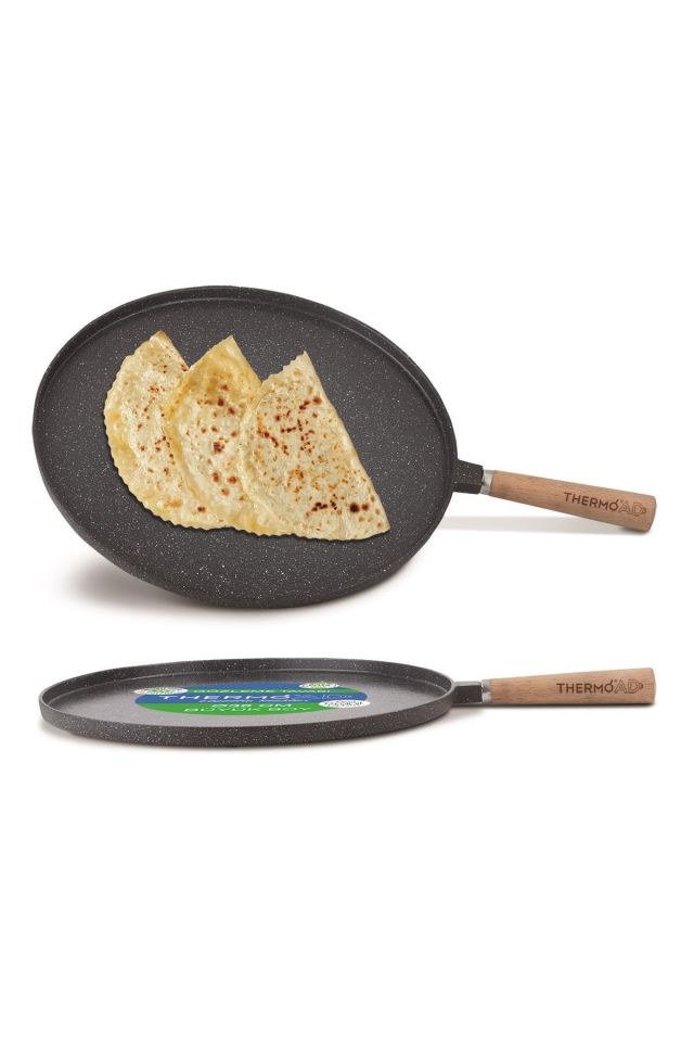 Gözleme Tavası 36 Cm Ahşap Saplı Gri