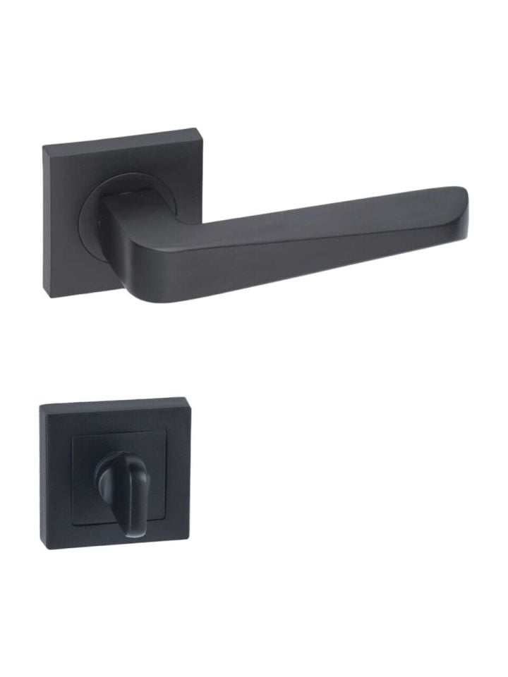 ARPAT ROSA SİYAH İTALYAN KARE ROZETLİ ALÜMİNYUM WC KAPI KOLU TAKIM