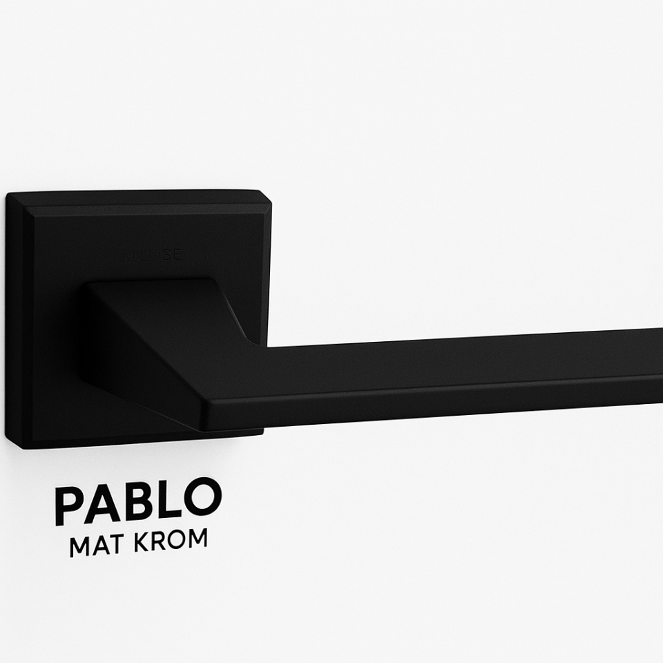 ARPAT PABLO MAT SİYAH İTALYAN KARE ROZETLİ ALÜMİNYUM WC KAPI KOLU TAKIM