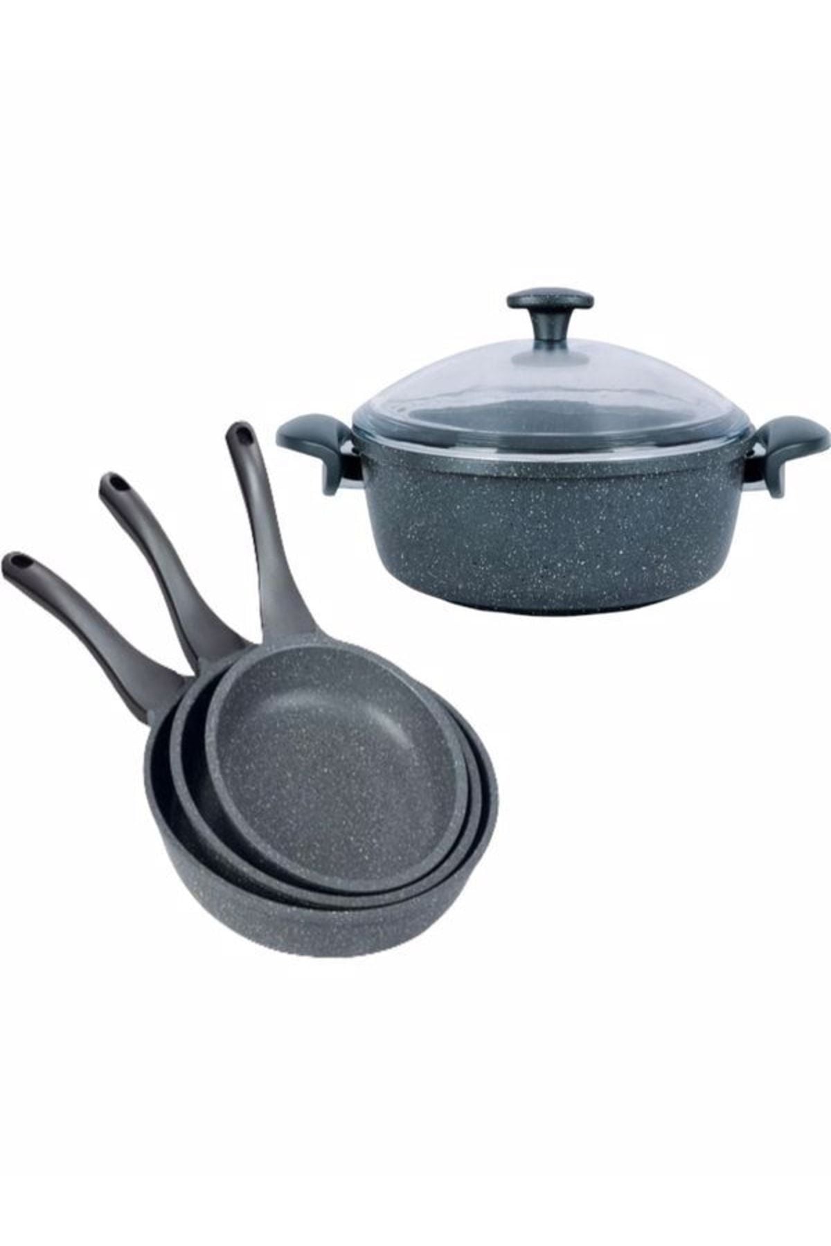 Aleminyum Döküm 3 Lü Tava 28 Cm Basık Tencere