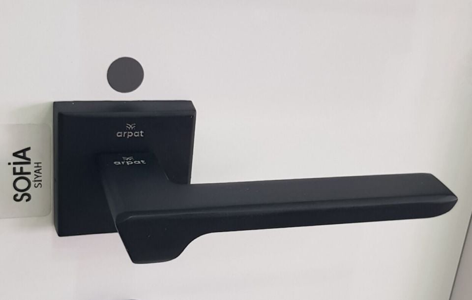 ARPAT SOFİA SİYAH İTALYAN KARE ROZETLİ ALÜMİNYUM WC KAPI KOLU TAKIM