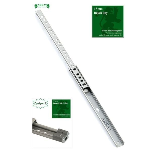 Teleskopik Ince Bilyalı Çekmece Rayı 17 Mm 438 Mm