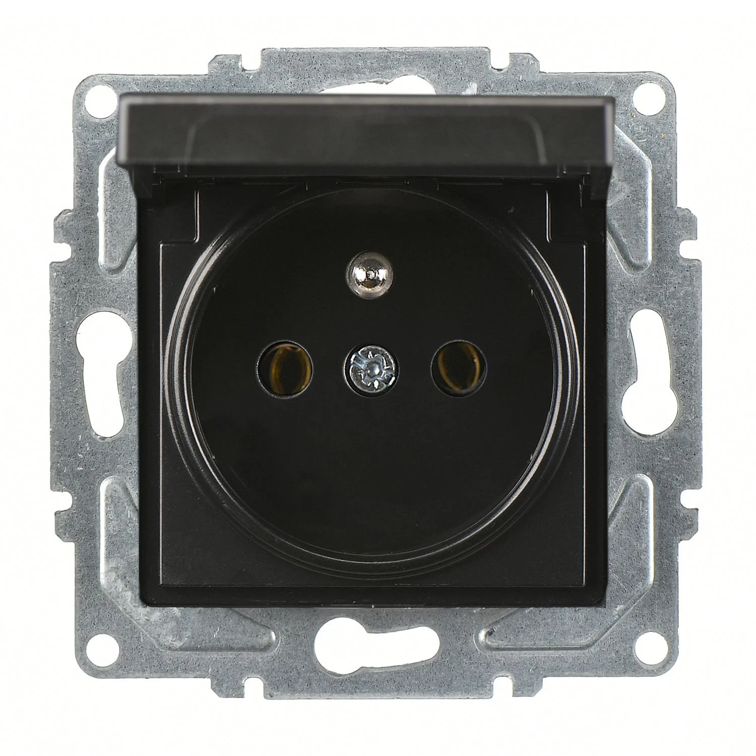 Günsan Eqona Metalik Siyah Kapaklı UPS Priz - Klipsli