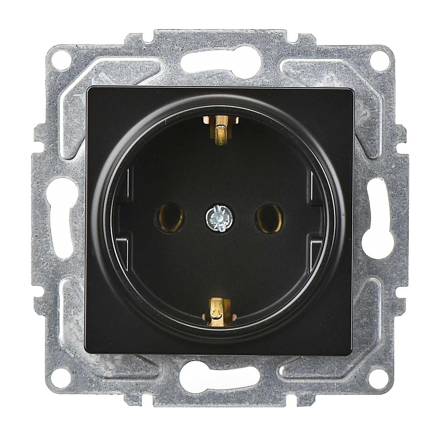 Günsan Eqona Metalik Siyah Topraklı Priz- 16A 250V - Klipsli