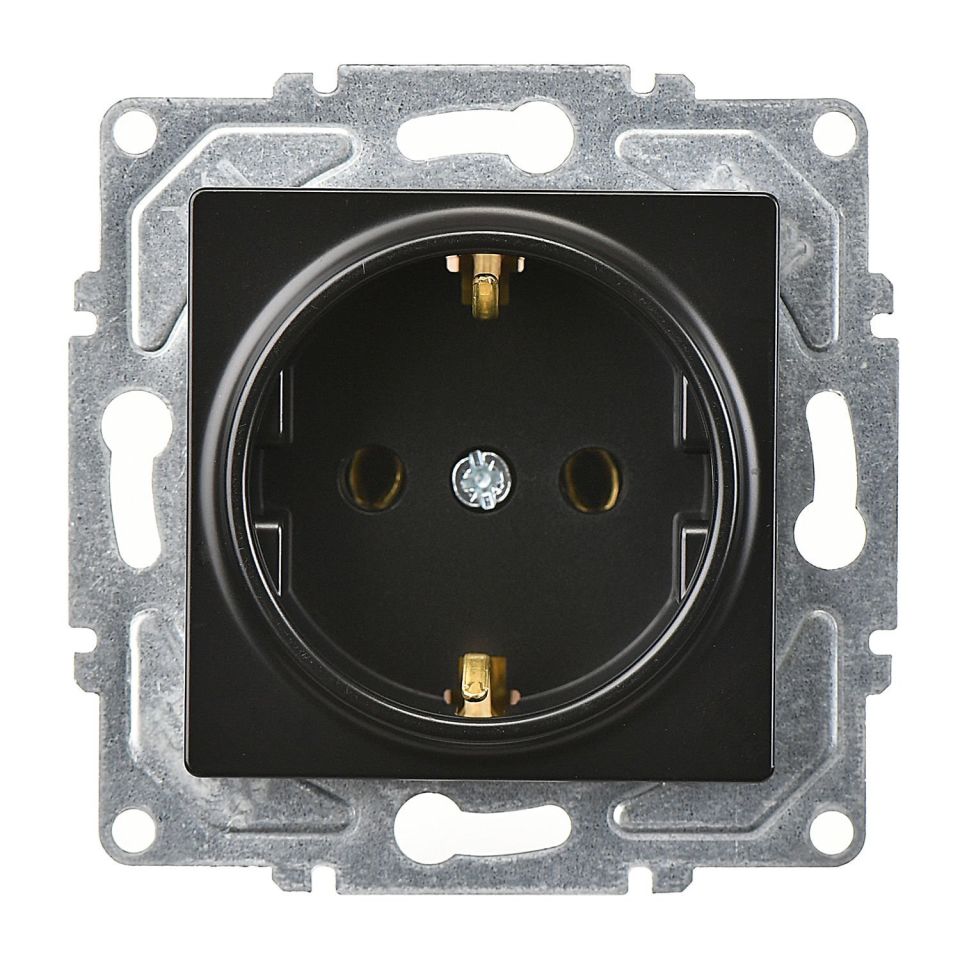 Günsan Eqona Metalik Siyah Topraklı Priz- 16A 250V - Klipsli