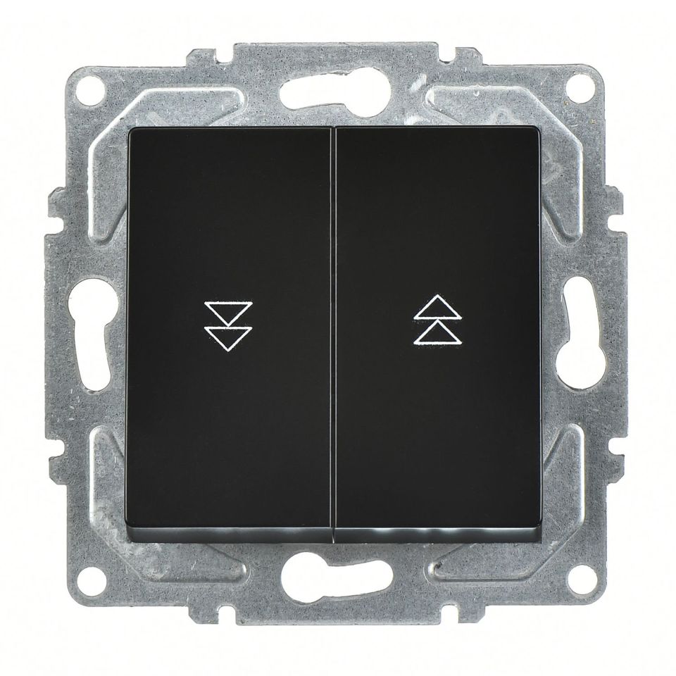 Günsan Eqona Metalik Siyah Jaluzi Kumanda Anahtarı - İki Düğmeli ve Klipsli 10AX 250V