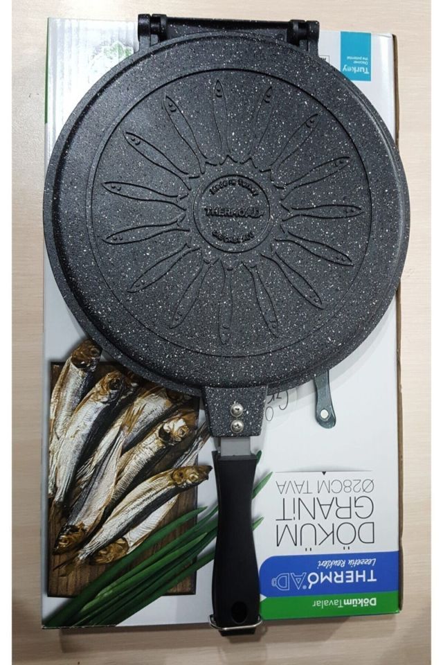 Alüminyum Döküm Granit Çift Taraflı Balık Tavası 28 Cm