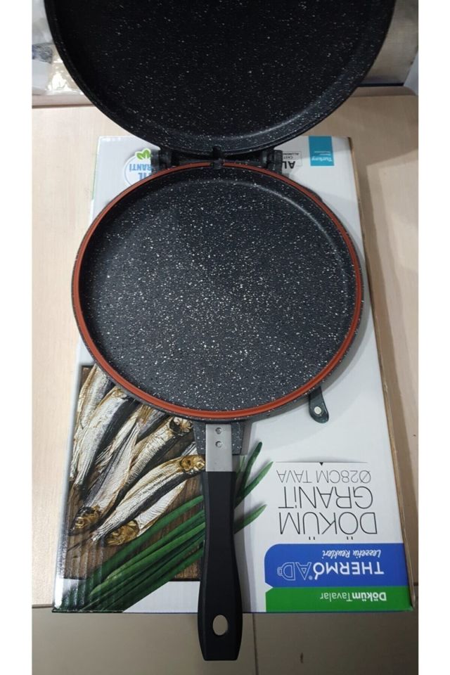 Alüminyum Döküm Granit Çift Taraflı Balık Tavası 28 Cm