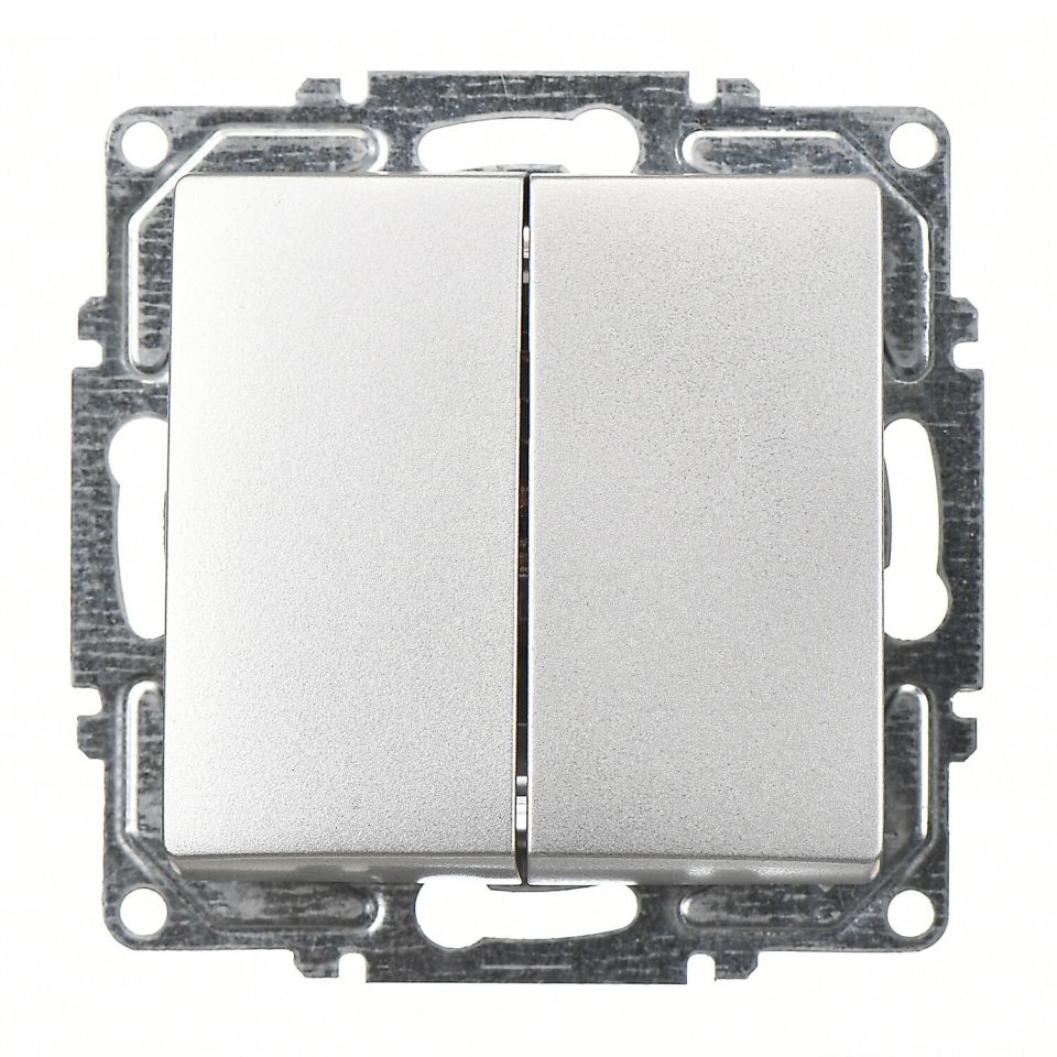 Günsan Visage Gümüş Klipsli Komütatör Anahtar 10AX 250V