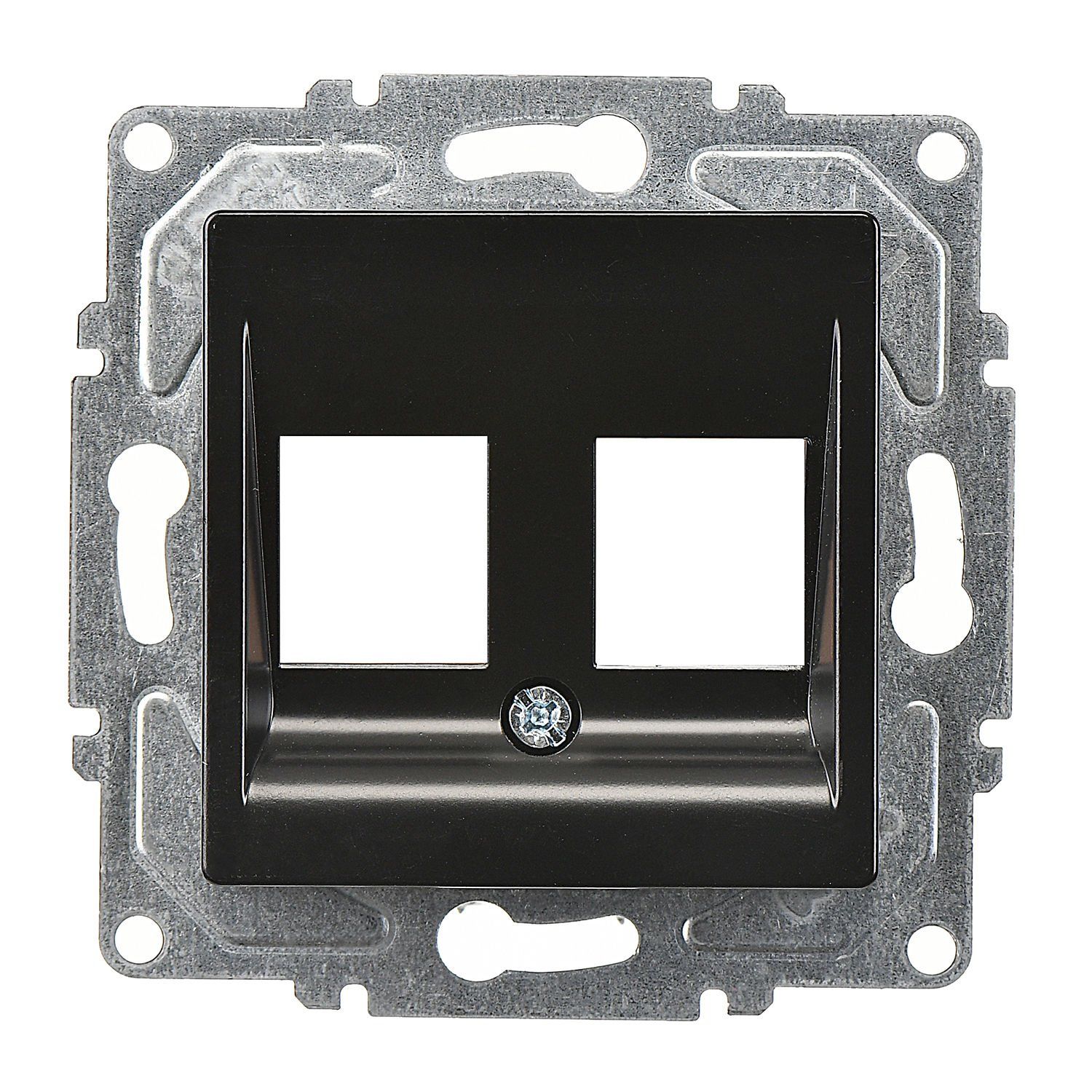 Günsan Eqona Metalik Siyah Vidalı İkili Data Priz - Jaksız