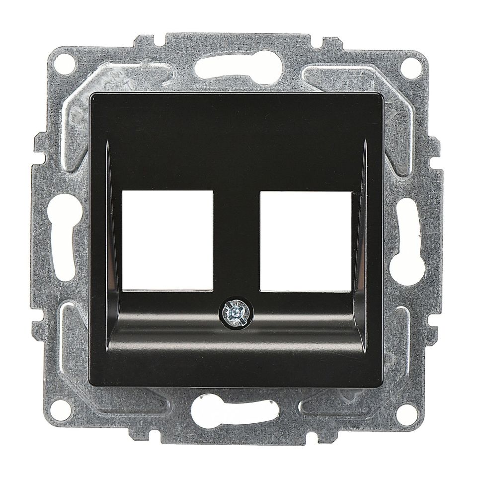 Günsan Eqona Metalik Siyah Vidalı İkili Data Priz - Jaksız