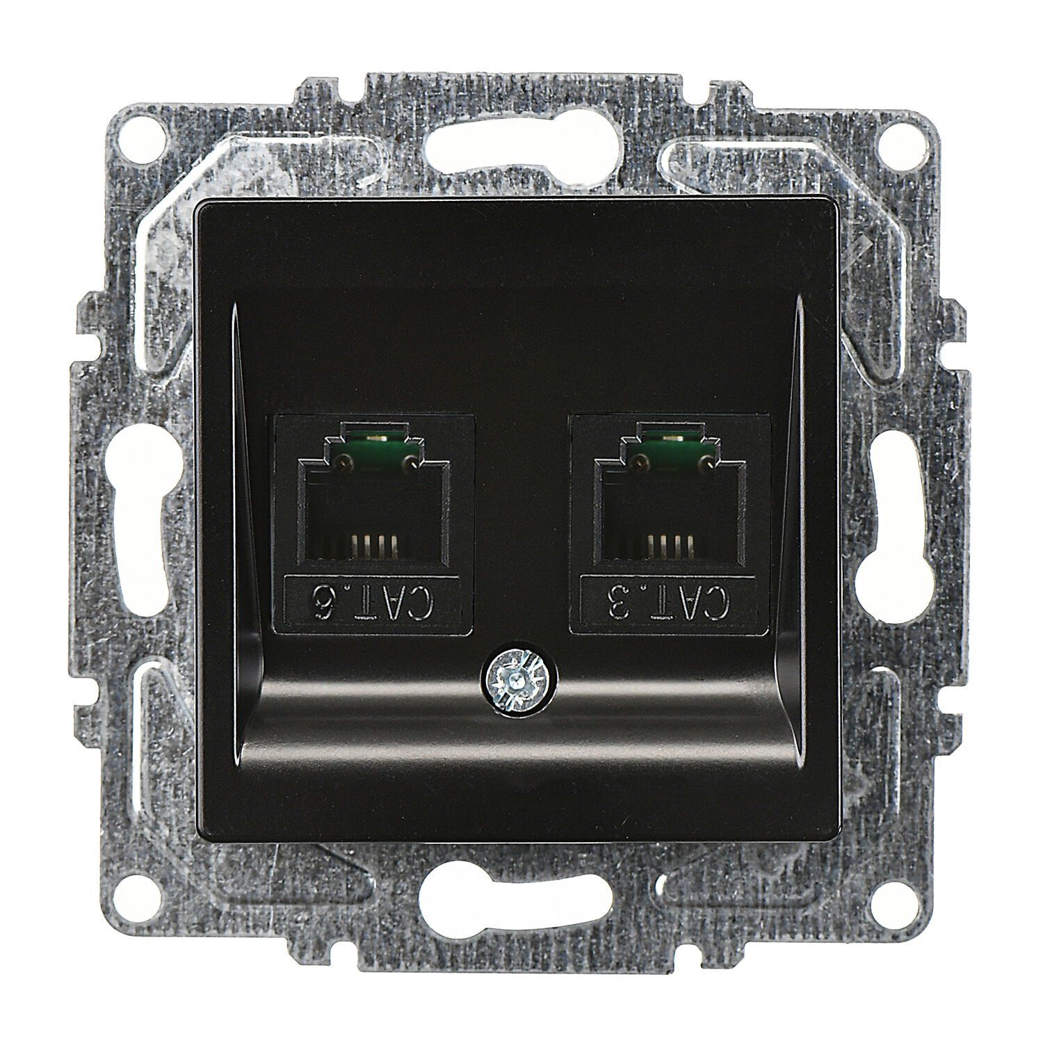 Günsan Eqona Metalik Siyah Vidalı İkili Data Prizi (2 x RJ45 Cat6)