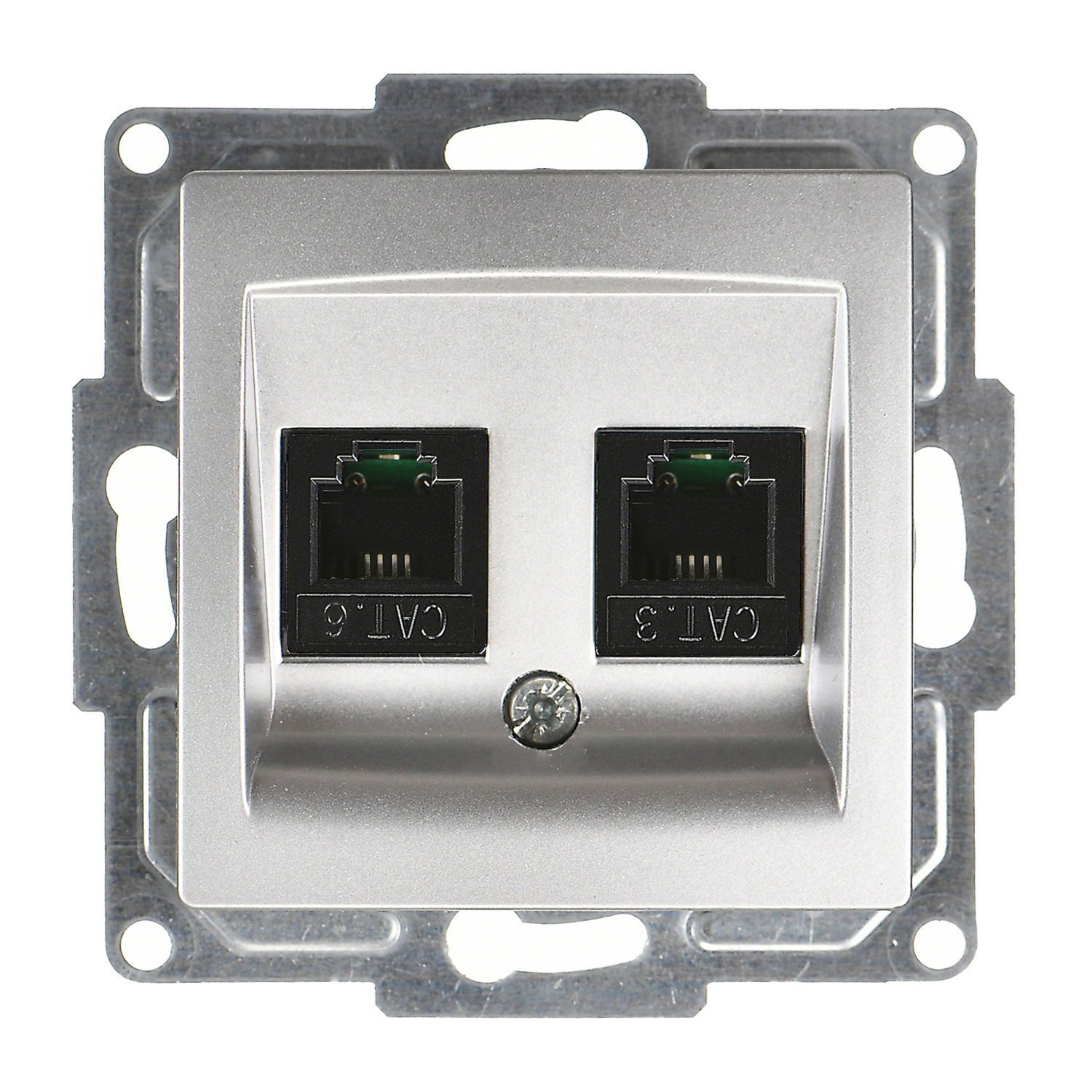 Günsan Visage Data + Nümeris Telefon Prizi (RJ45 Cat6 + Cat3) Gümüş