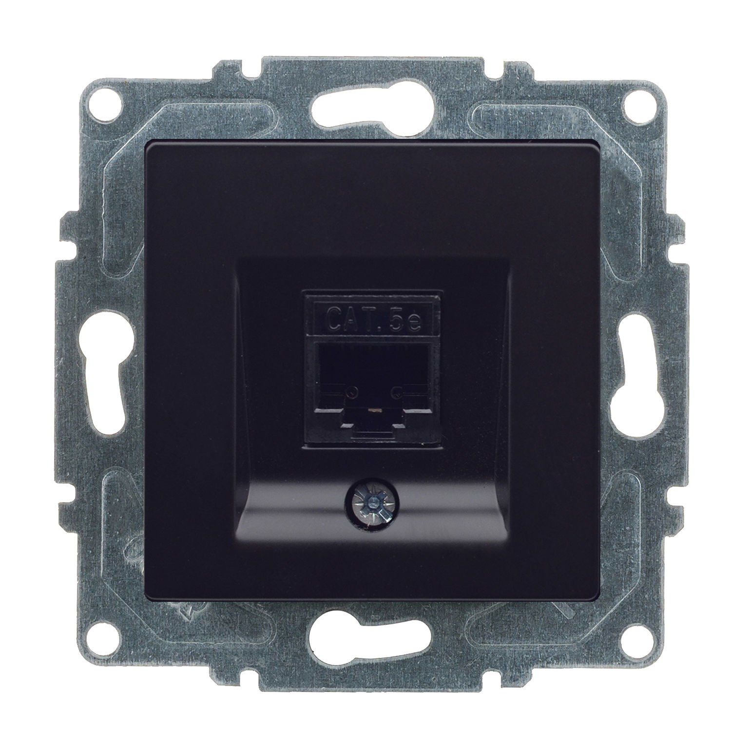 Günsan Eqona Metalik Siyah Vidalı Tekli Data Prizi (RJ45 Cat5E)