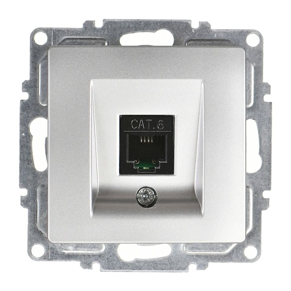 Günsan Visage Gümüş Vidalı Tekli Data Prizi (RJ45 Cat6)