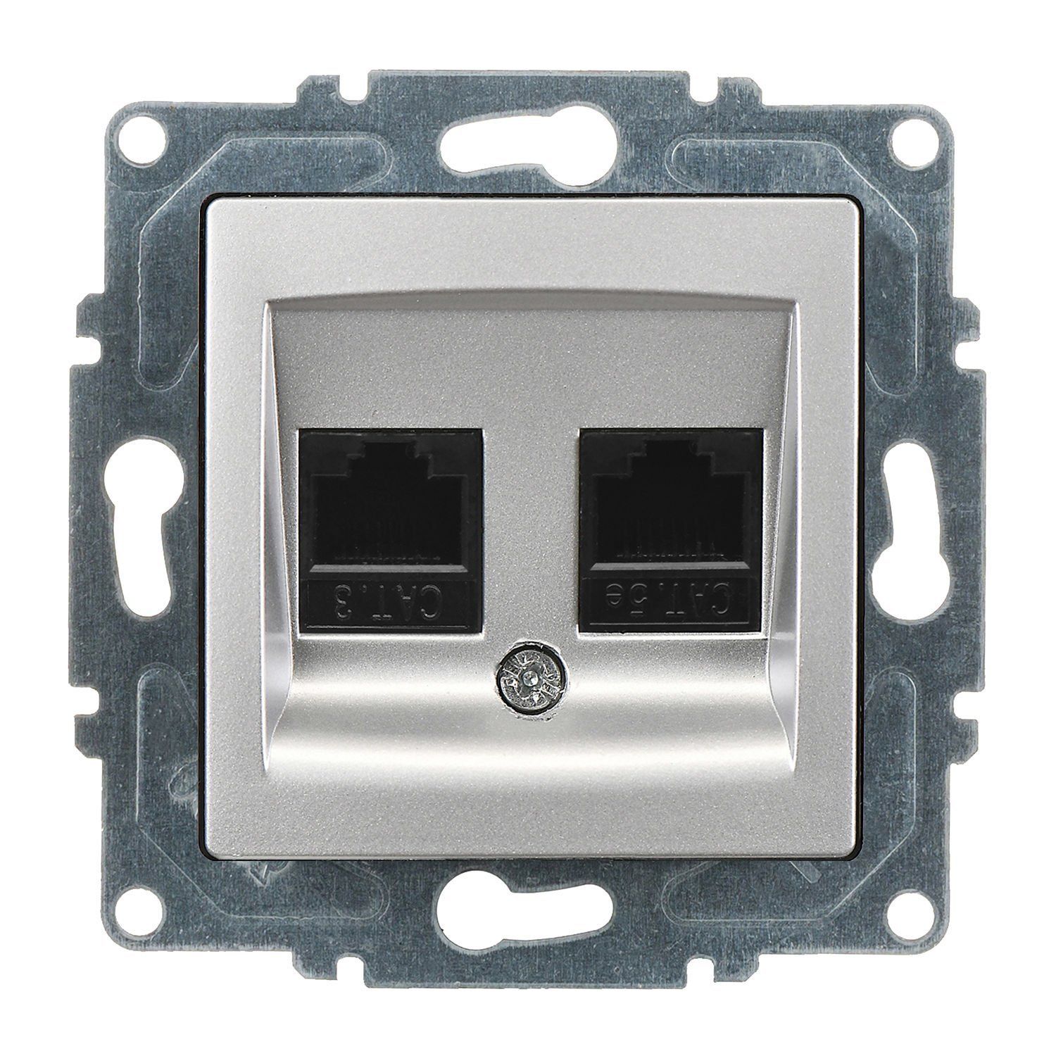 Günsan Visage Data + Nümeris Telefon Prizi (RJ45 Cat5E + Cat3) Gümüş