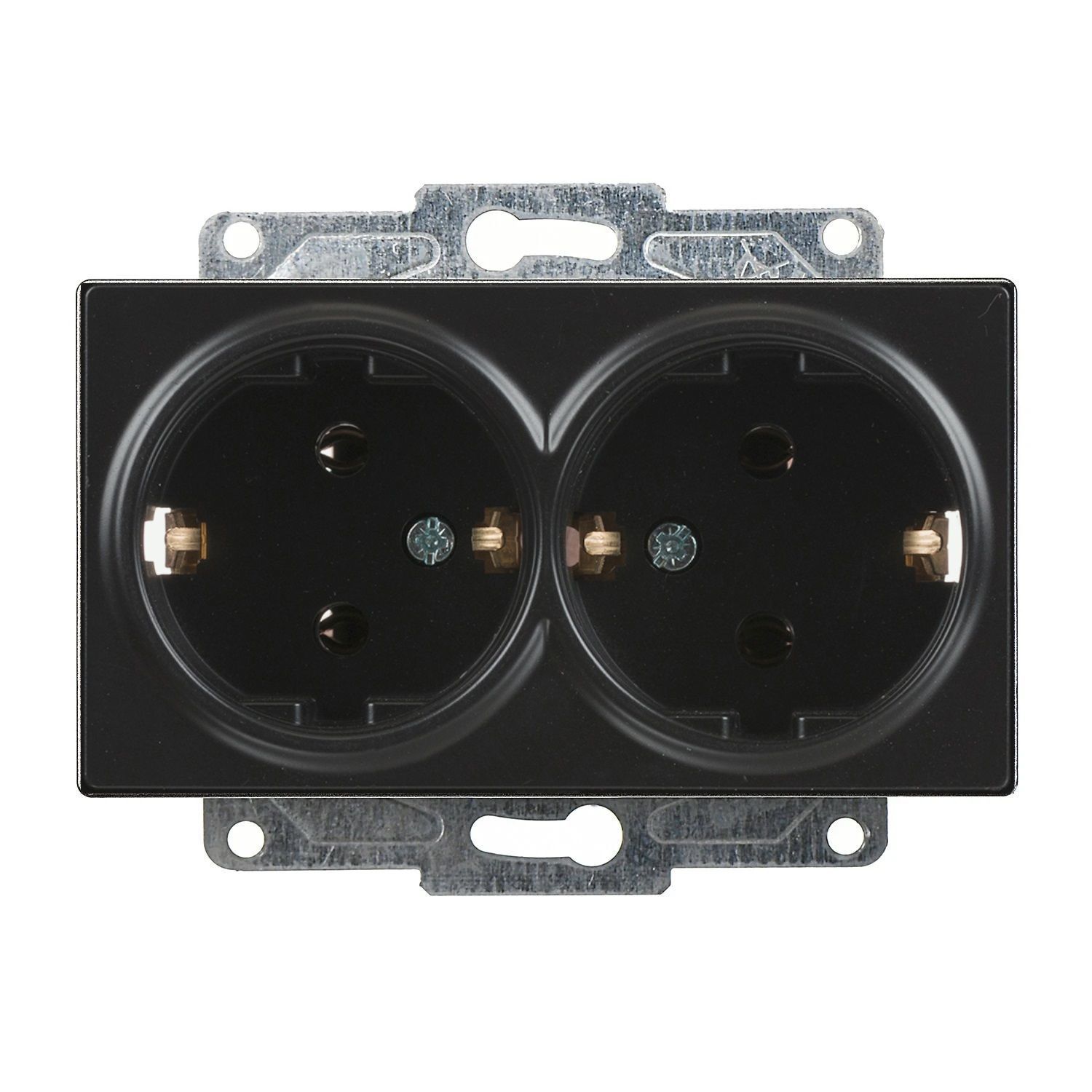 Günsan Eqona Metalik Siyah İkili Topraklı Priz- 16A 250V - Vidalı