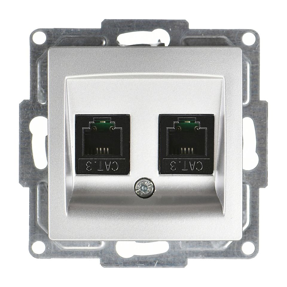 Günsan Visage İkili Nümeris Telefon Prizi (2 x Cat3) Gümüş