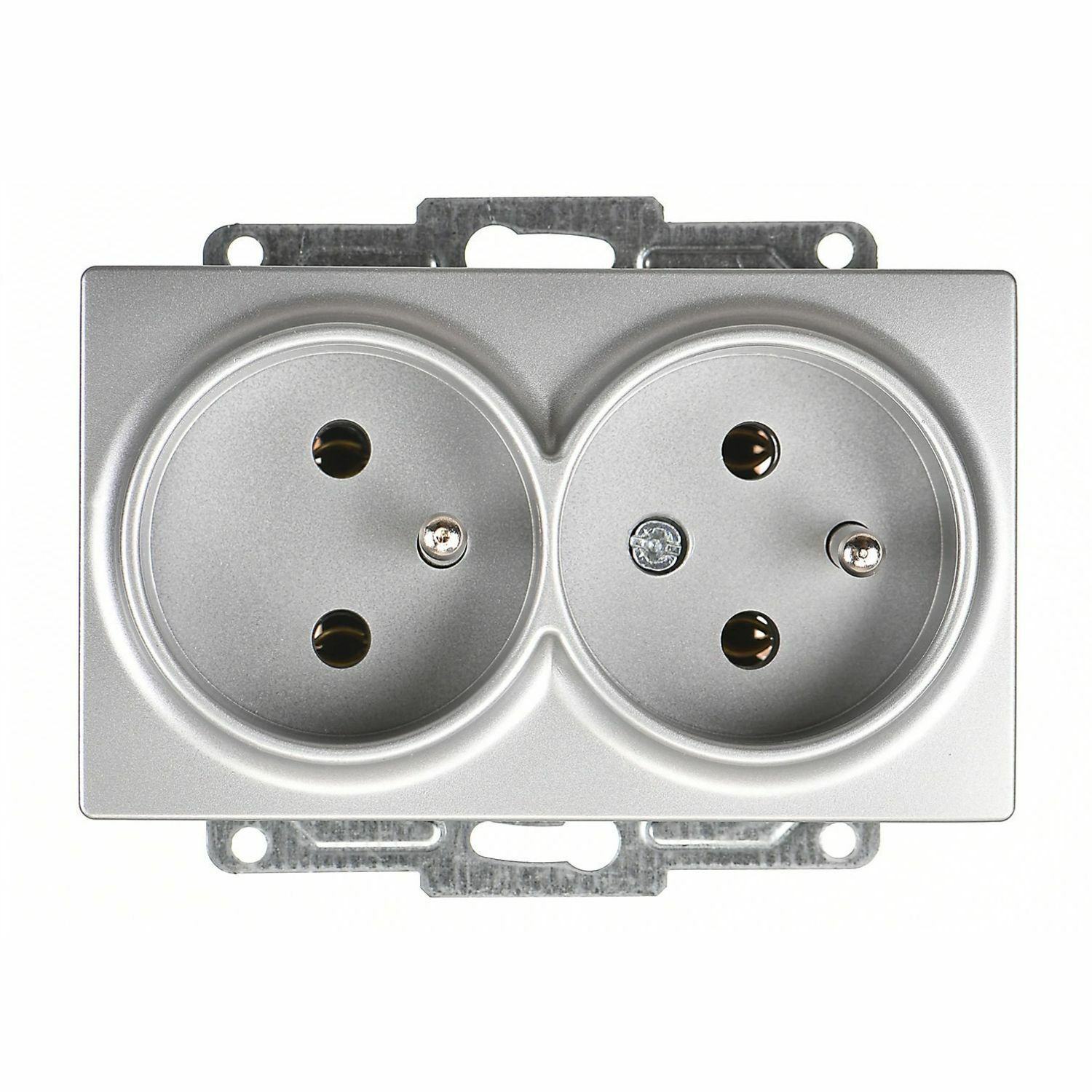 Günsan Visage Gümüş İkili UPS Priz- 16A 250V - Vidalı