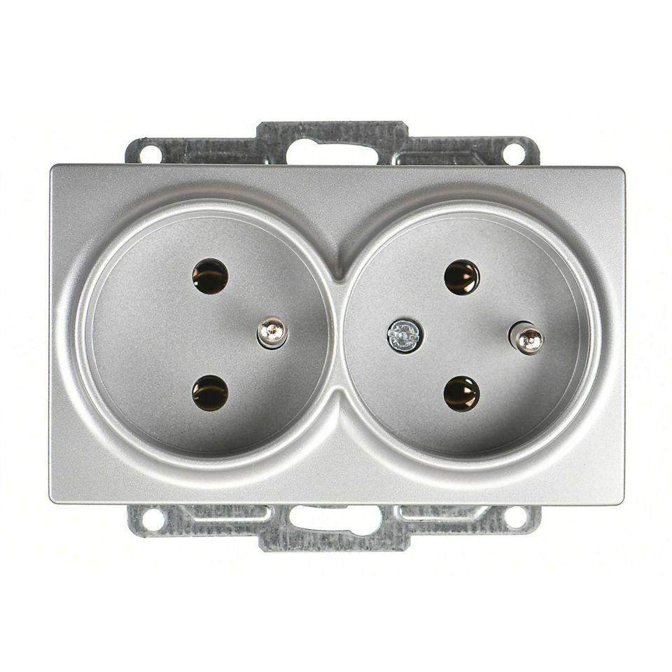 Günsan Visage Gümüş İkili UPS Priz- 16A 250V - Vidalı