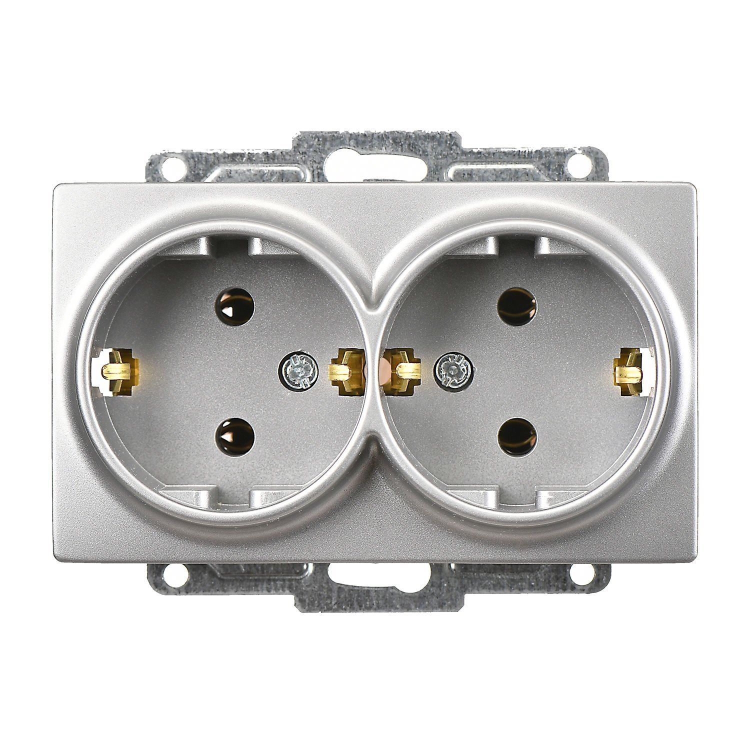 Günsan Visage Gümüş İkili Topraklı Priz- 16A 250V - Vidalı