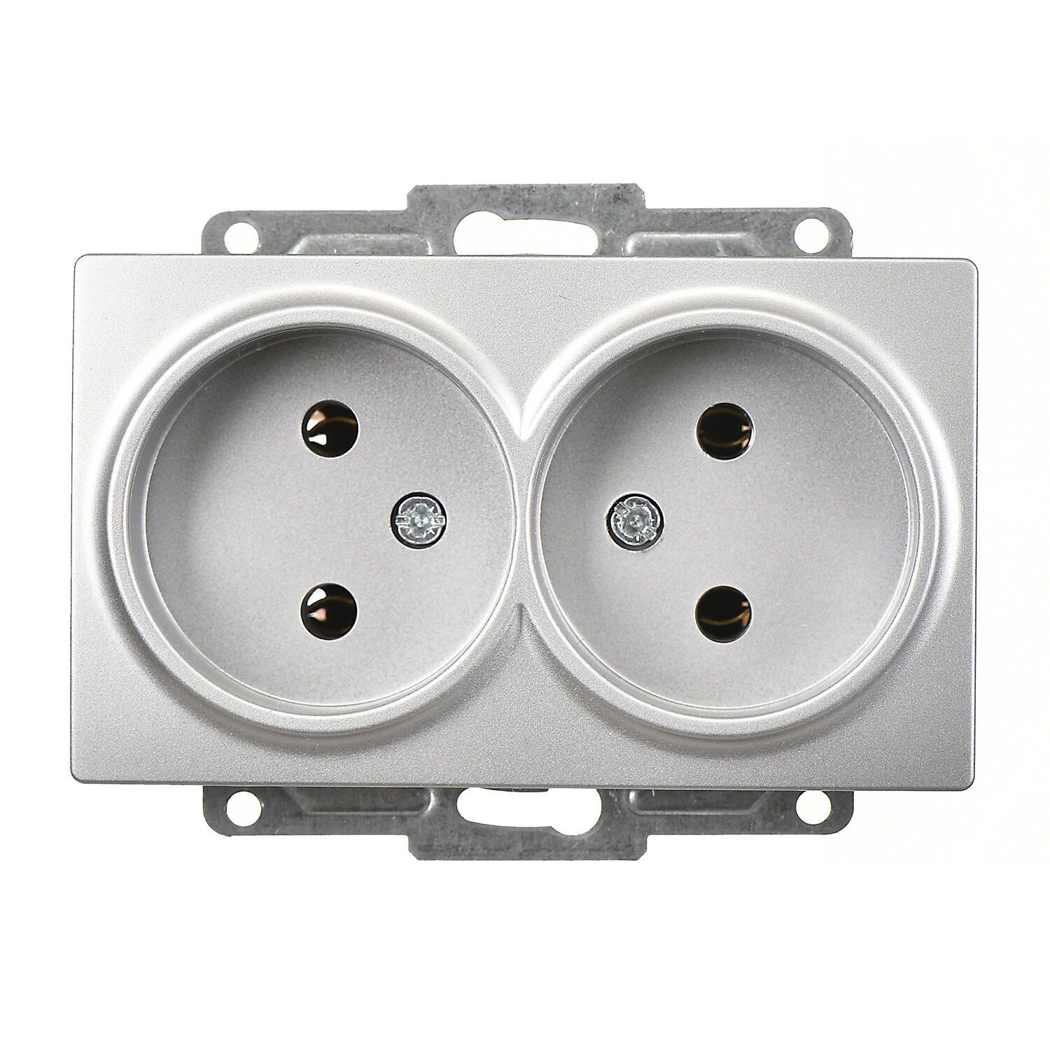 Günsan Visage Gümüş İkili Priz- 16A 250V - Vidalı