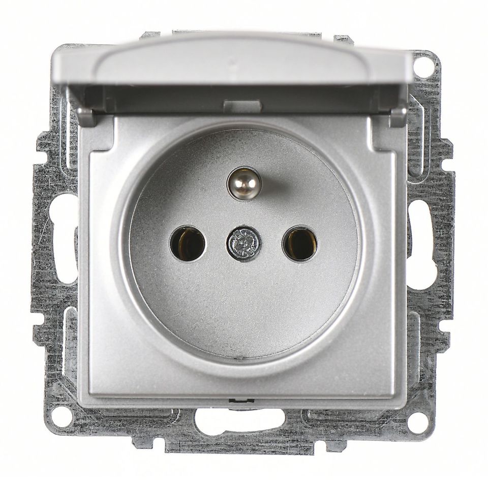 Günsan Visage Gümüş Kapaklı UPS Priz - 16A 250V - Vidalı