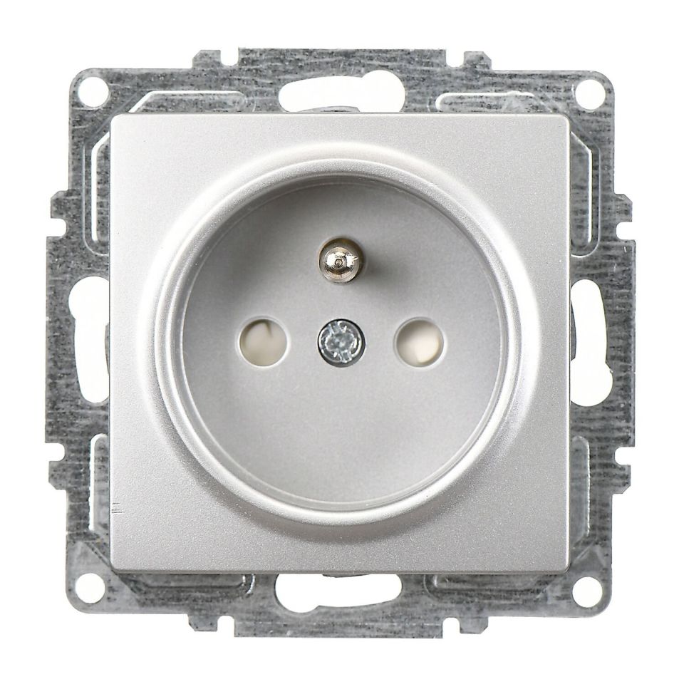 Günsan Visage Gümüş Çocuk Korumalı UPS Priz - 16A 250V - Vidalı