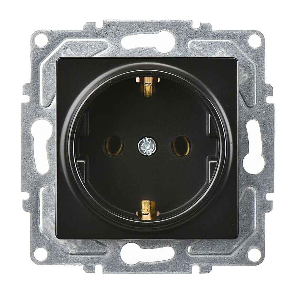 Günsan Eqona Metalik Siyah Topraklı Priz- 16A 250V - Vidalı