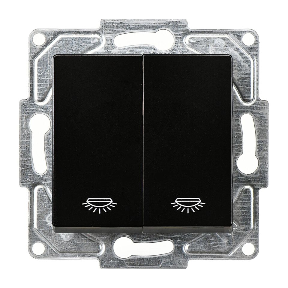 Günsan Eqona Metalik Siyah Vidalı Komütatör Liht Anahtar 10AX 250V