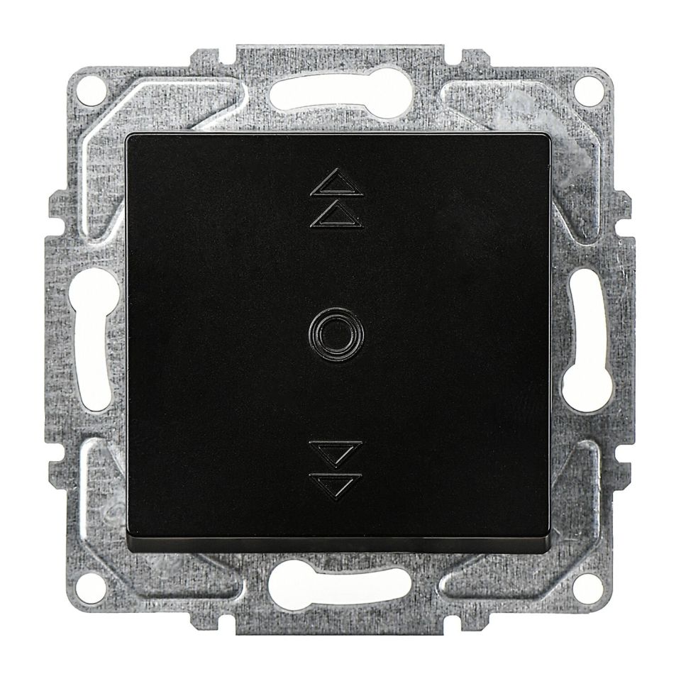 Günsan Eqona Metalik Siyah Vidalı Jaluzi Kumanda Anahtarı - Tek Düğmeli 10AX 250V