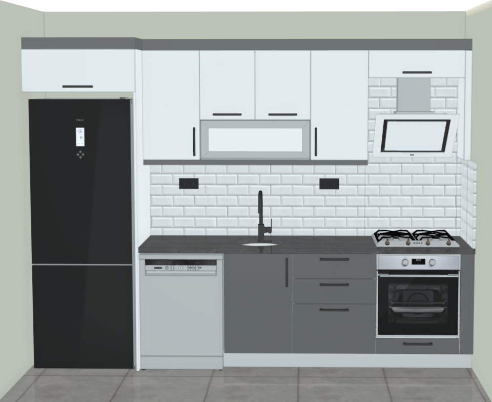 Mutfak Dolabı MDF Gövde HAYGLASS Kapak