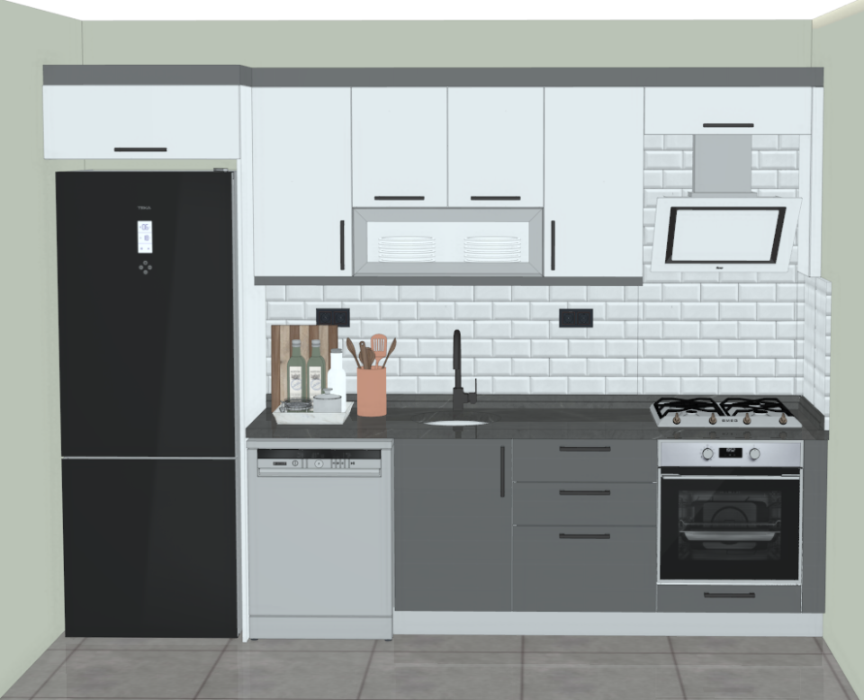 Mutfak Dolabı MDF Gövde HAYGLASS Kapak