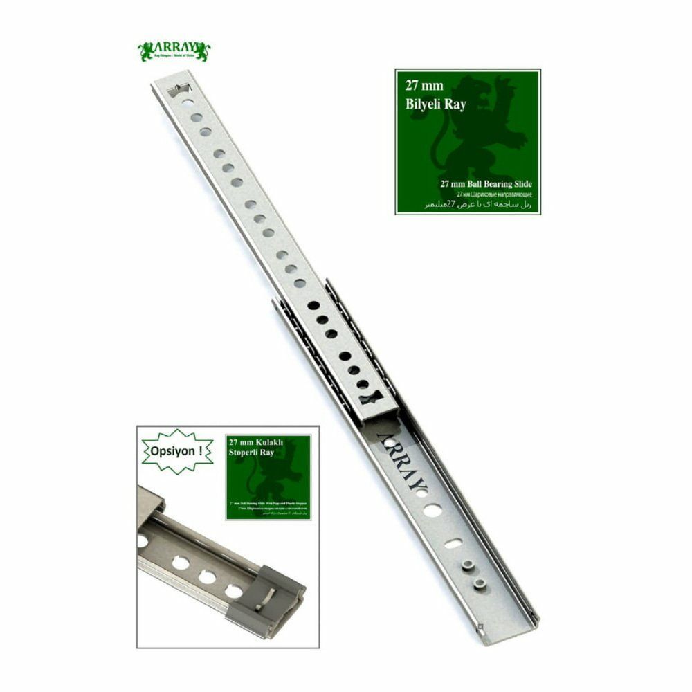 TELESKOPİK ÇEKMECE RAYI 27 MM 406 MM ( SET )