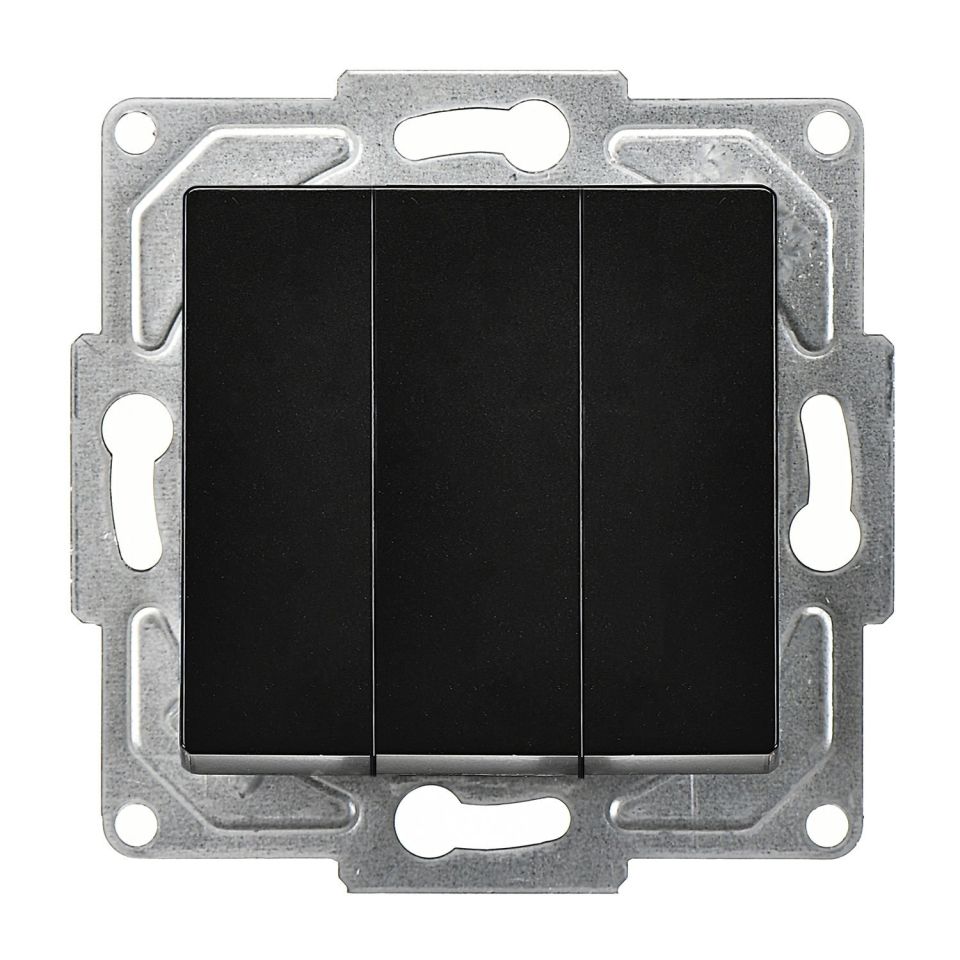 Günsan Eqona Metalik Siyah Vidalı Üçlü Anahtar 10AX 250V