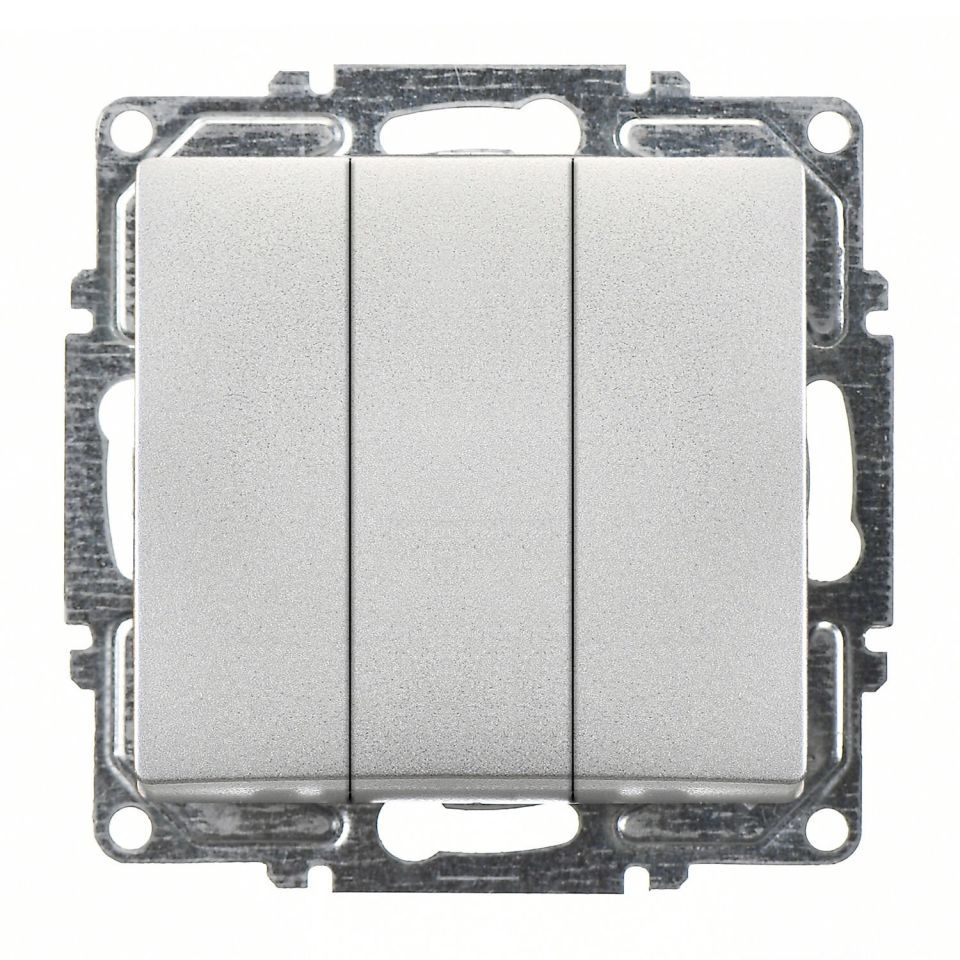 Günsan Visage Gümüş Vidalı Üçlü Anahtar 10AX 250V