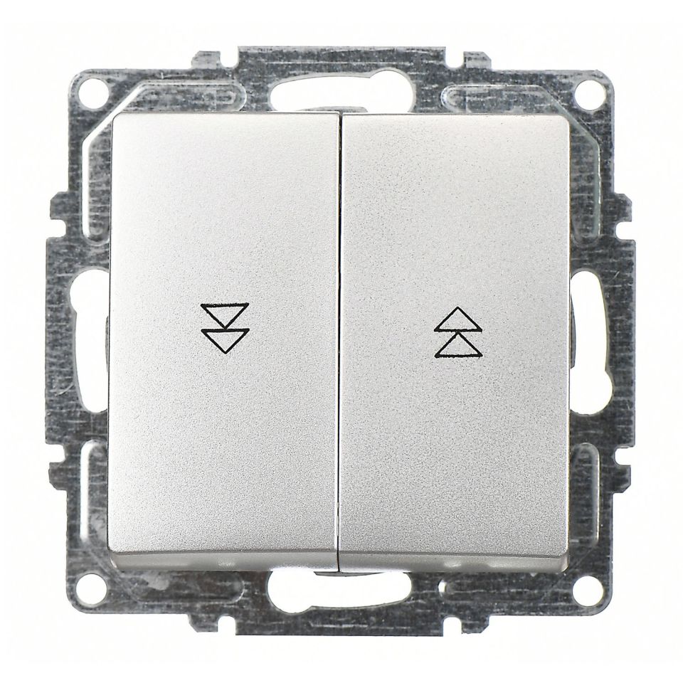 Günsan Visage Gümüş Vidalı Jaluzi Kumanda Anahtarı - İki Düğmeli 10AX 250V