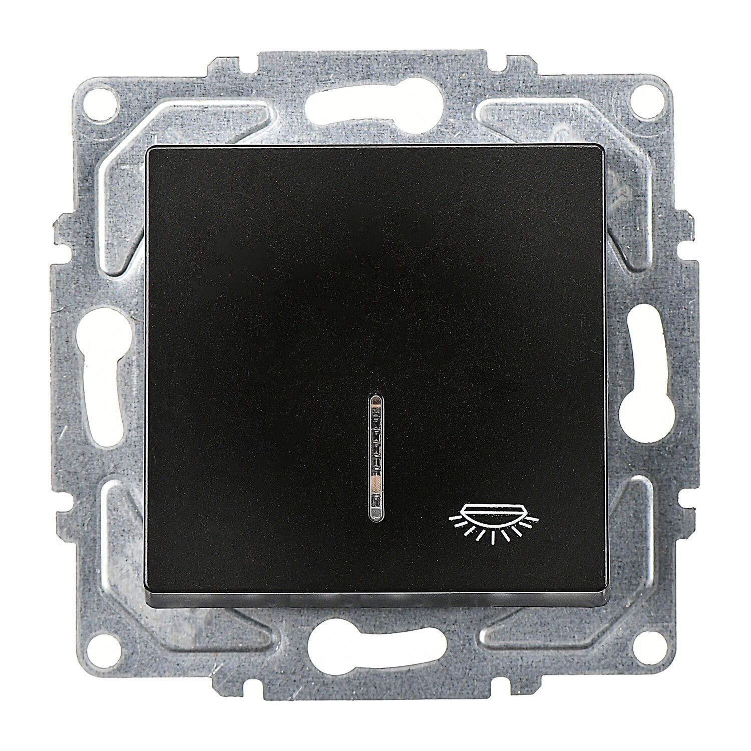 Günsan Eqona Metalik Siyah Vidalı Eqona Işıklı Liht Anahtar