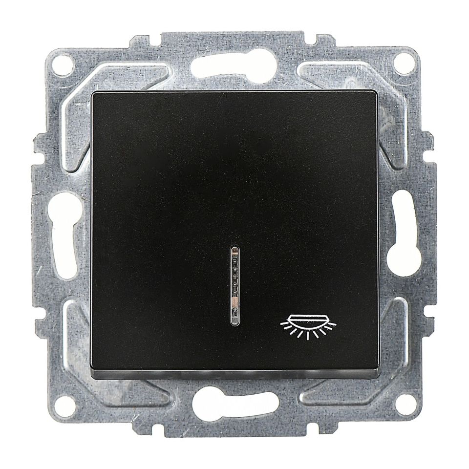 Günsan Eqona Metalik Siyah Vidalı Eqona Işıklı Liht Anahtar