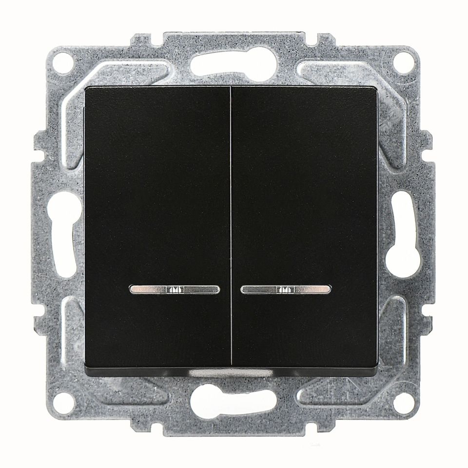 Günsan Eqona Metalik Siyah Vidalı Eqona Işıklı Komütatör