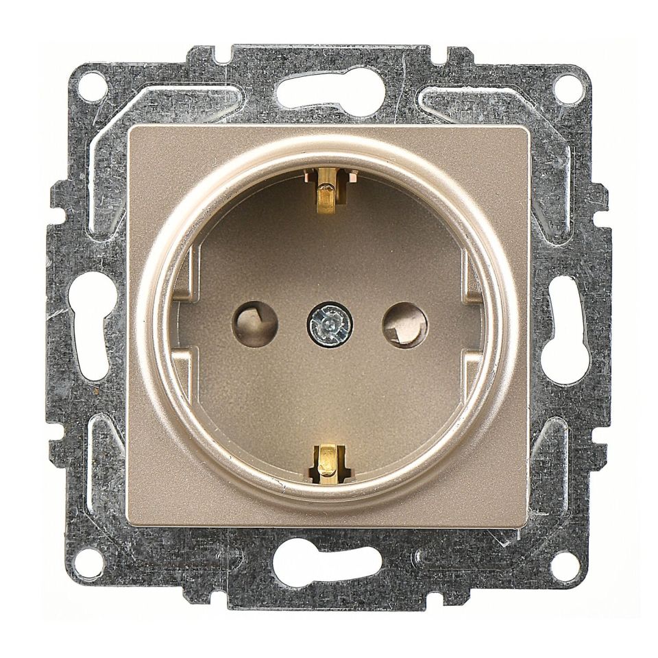 Günsan Eqona Metalik Bej Çocuk Korumalı Topraklı Priz - 16A 250V - Klipsli