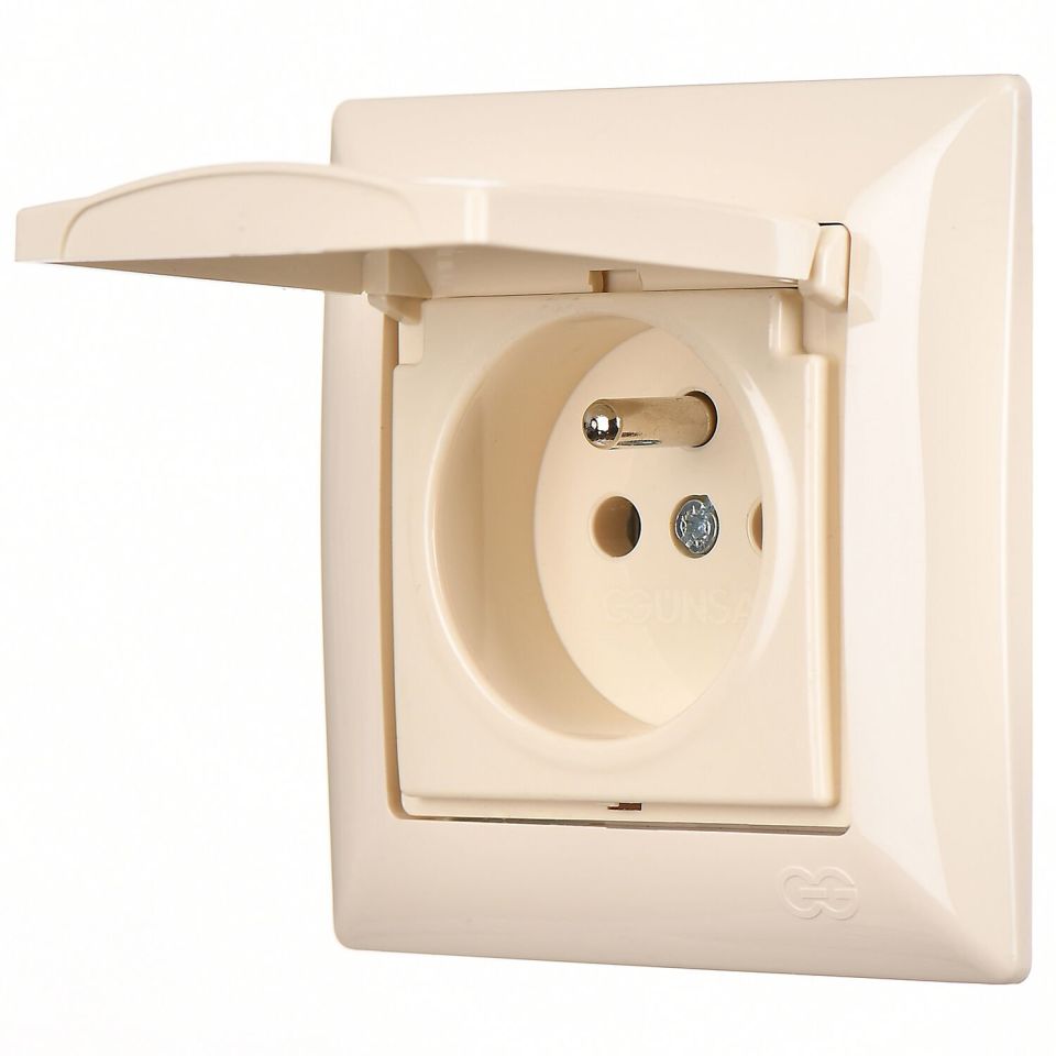 Günsan Visage Kapaklı UPS Priz (klipsli) Krem