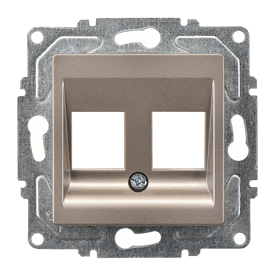 Günsan Eqona Metalik Bej Vidalı İkili Data Priz - Jaksız