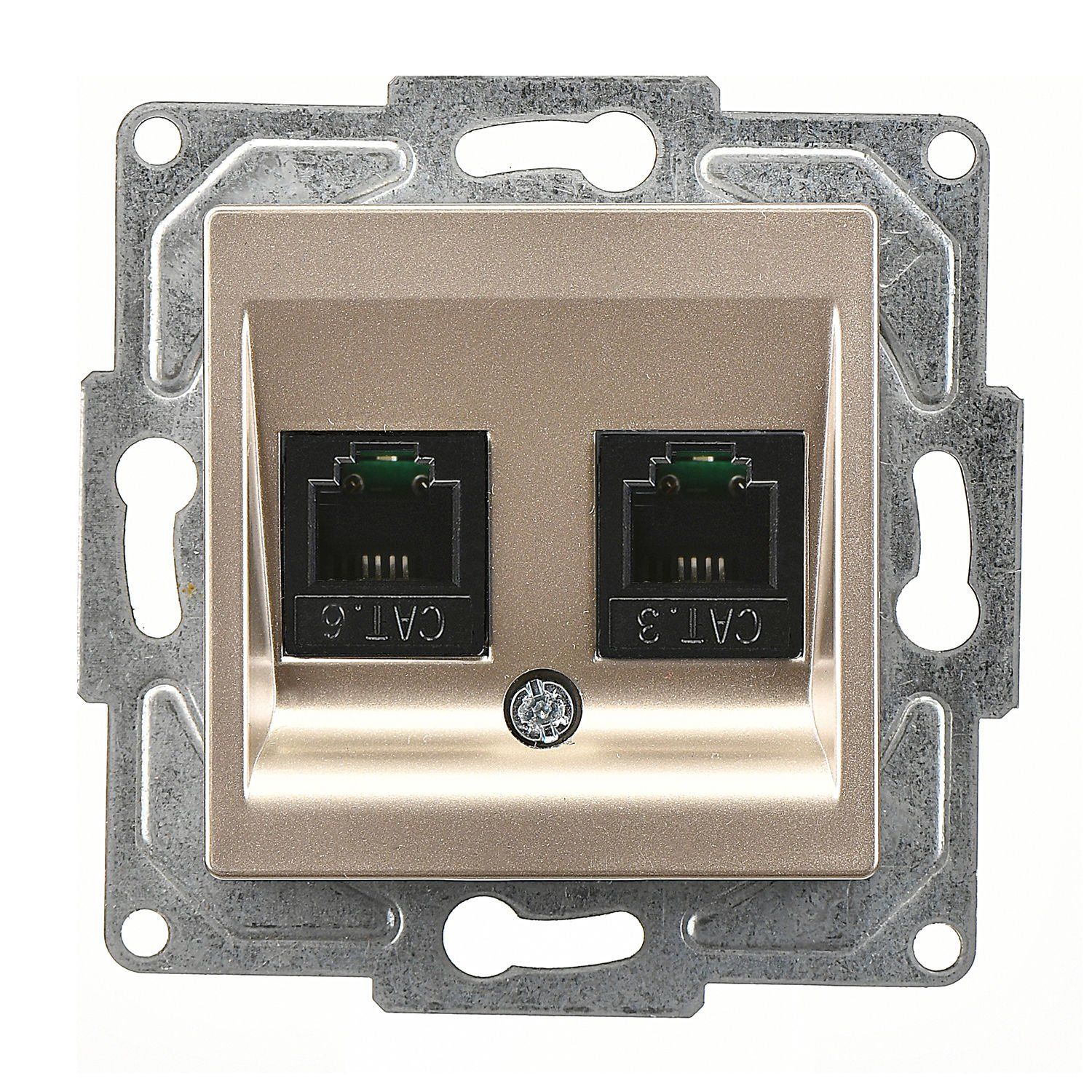 Günsan Eqona Metalik Bej Vidalı Data & Nümeris Telefon Prizi (RJ45 Cat5E + Cat3)